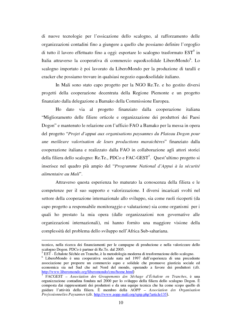 Anteprima della tesi: La sicurezza alimentare attraverso l'orticoltura: il caso dello scalogno Dogon in Mali, Pagina 3