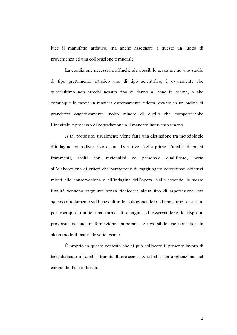 Anteprima della tesi: Fluorescenza X nel campo dei beni culturali, Pagina 3