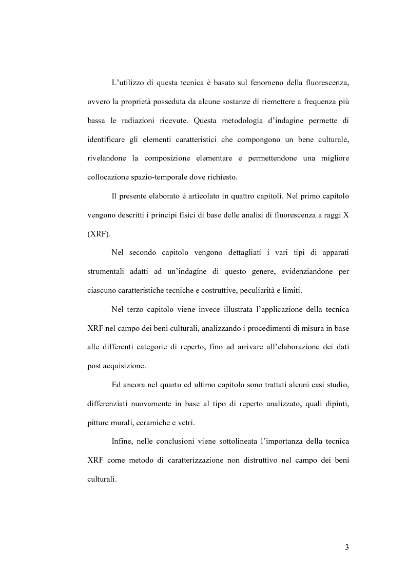 Anteprima della tesi: Fluorescenza X nel campo dei beni culturali, Pagina 4