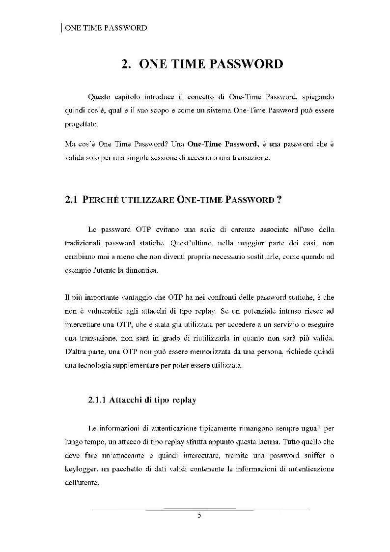 Anteprima della tesi: Progettazione di uno schema di autenticazione OTP tramite la piattaforma Android e la generazione di QR - Code, Pagina 6