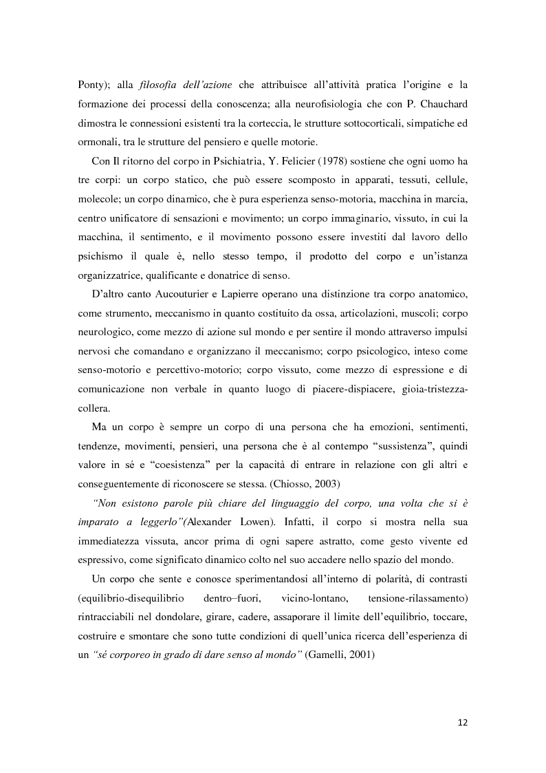 Anteprima della tesi: Corporeità e Apprendimento, Pagina 11