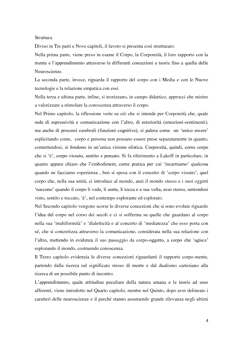 Anteprima della tesi: Corporeità e Apprendimento, Pagina 3