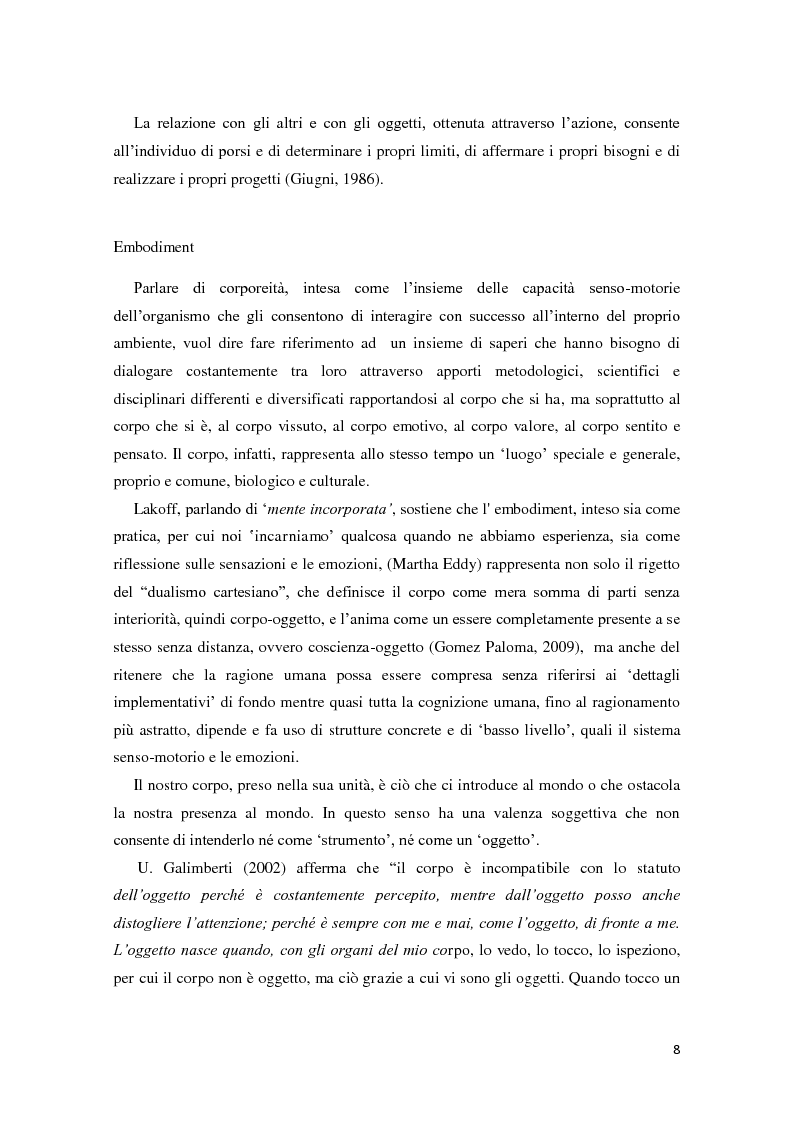 Anteprima della tesi: Corporeità e Apprendimento, Pagina 7