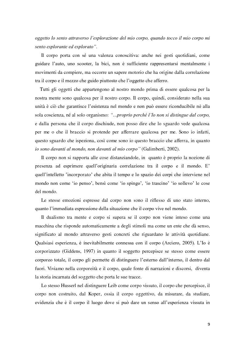 Anteprima della tesi: Corporeità e Apprendimento, Pagina 8