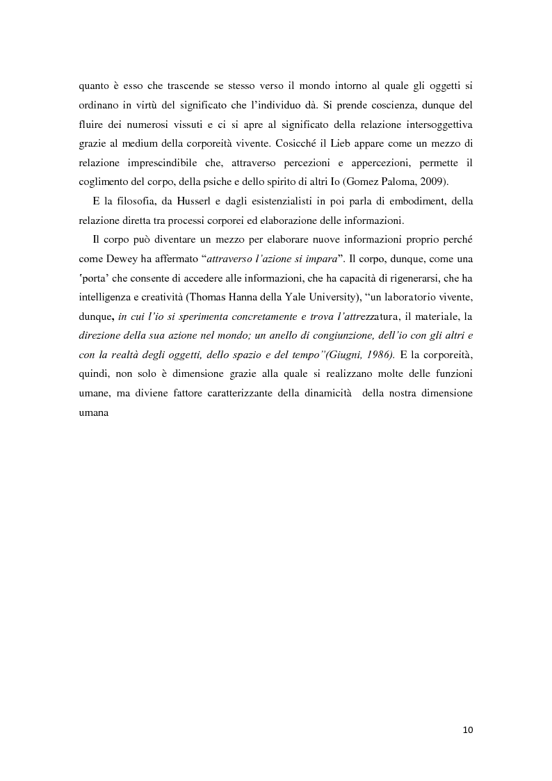Anteprima della tesi: Corporeità e Apprendimento, Pagina 9