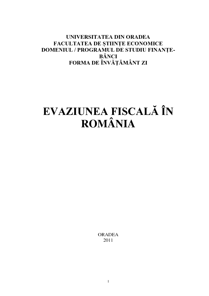 Anteprima della tesi: Evaziunea fiscala in Romania, Pagina 1