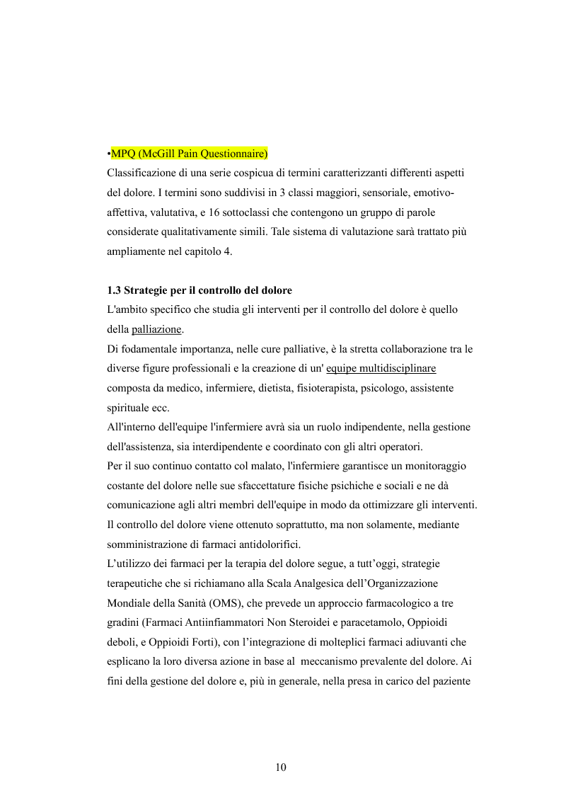 Anteprima della tesi: Il dolore oncologico: rilevazione dei bisogni dei pazienti in una degenza di oncologia medica e potenziale ruolo dell'agopuntura, Pagina 7