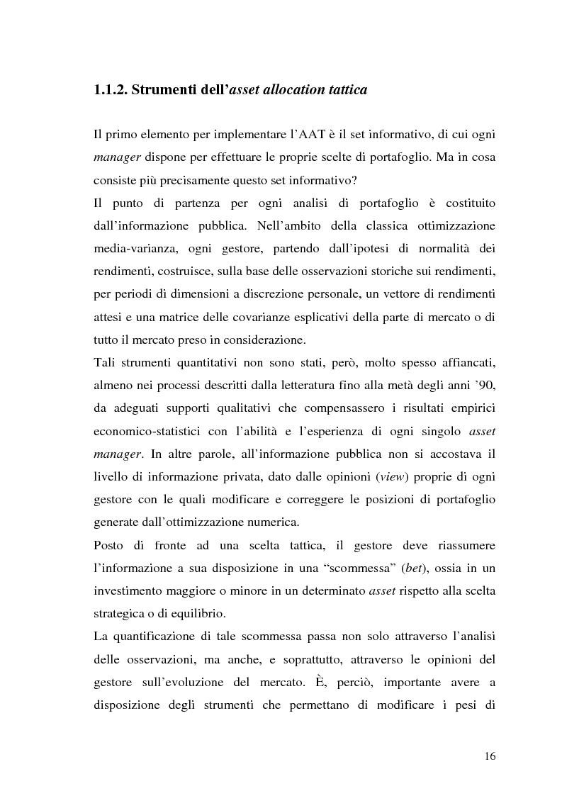 Estratto dalla tesi: Il modello di Black & Litterman nel processo di ottimizzazione di portafoglio