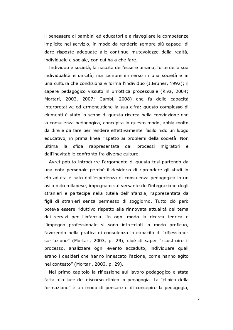Anteprima della tesi: La consulenza pedagogica all'asilo nido come lettura dei processi e mediazione tra i partners educativi, Pagina 4