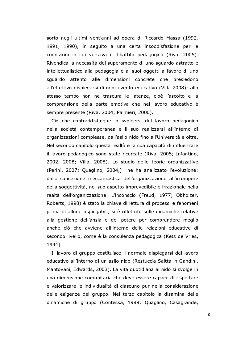 Anteprima della tesi: La consulenza pedagogica all'asilo nido come lettura dei processi e mediazione tra i partners educativi, Pagina 5