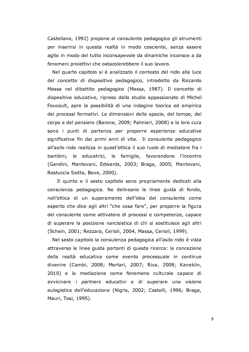 Anteprima della tesi: La consulenza pedagogica all'asilo nido come lettura dei processi e mediazione tra i partners educativi, Pagina 6