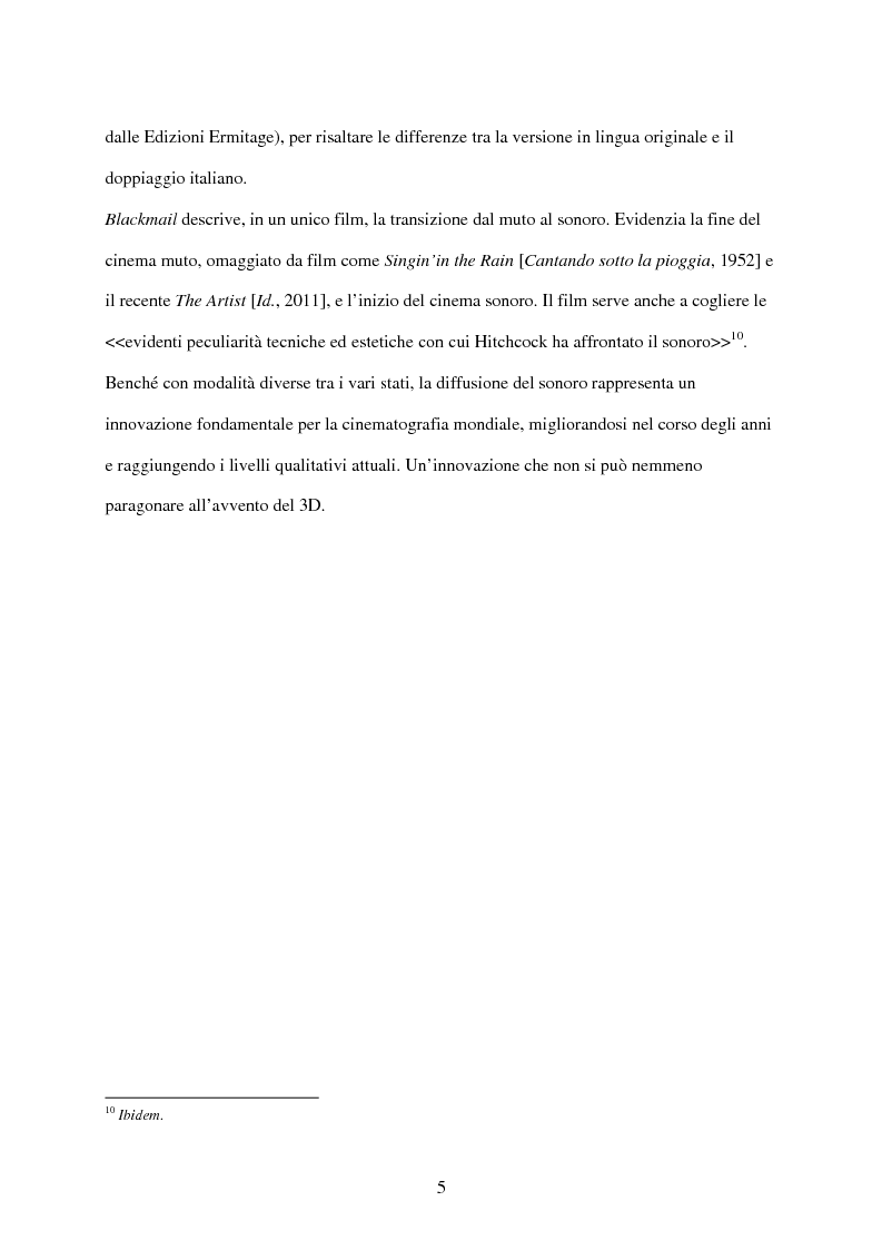 Anteprima della tesi: Il cinema tra muto e sonoro: Blackmail di Alfred Hitchcock, Pagina 5