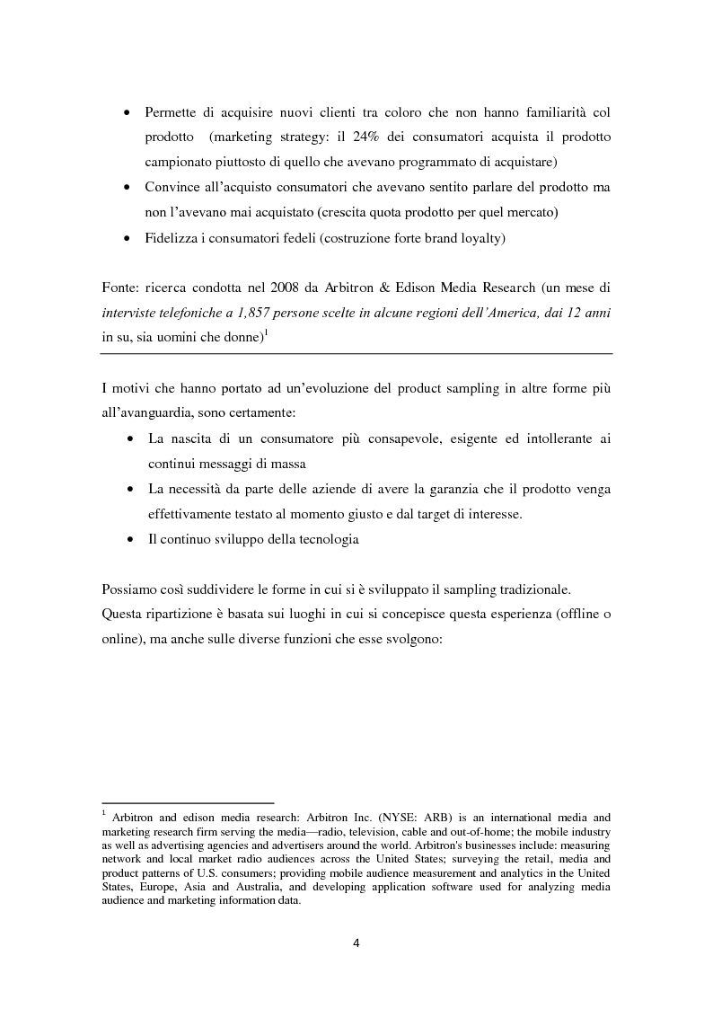 Anteprima della tesi: Le nuove frontiere del sampling tradizionale: il tryvertising e il virtual sampling., Pagina 3