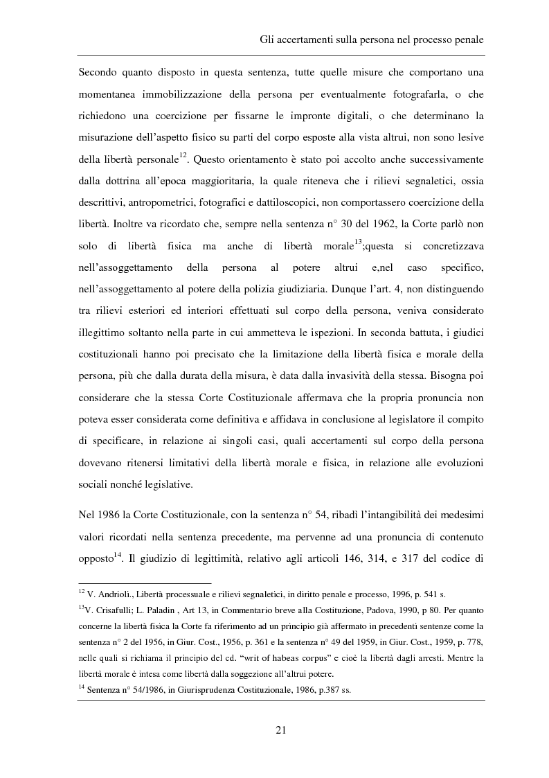 Anteprima della tesi: Gli accertamenti sulla persona nel processo penale, Pagina 12