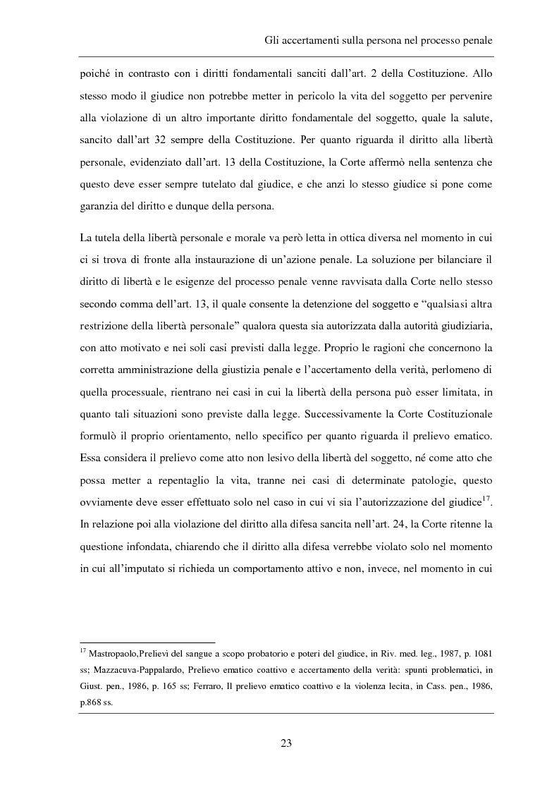 Anteprima della tesi: Gli accertamenti sulla persona nel processo penale, Pagina 14
