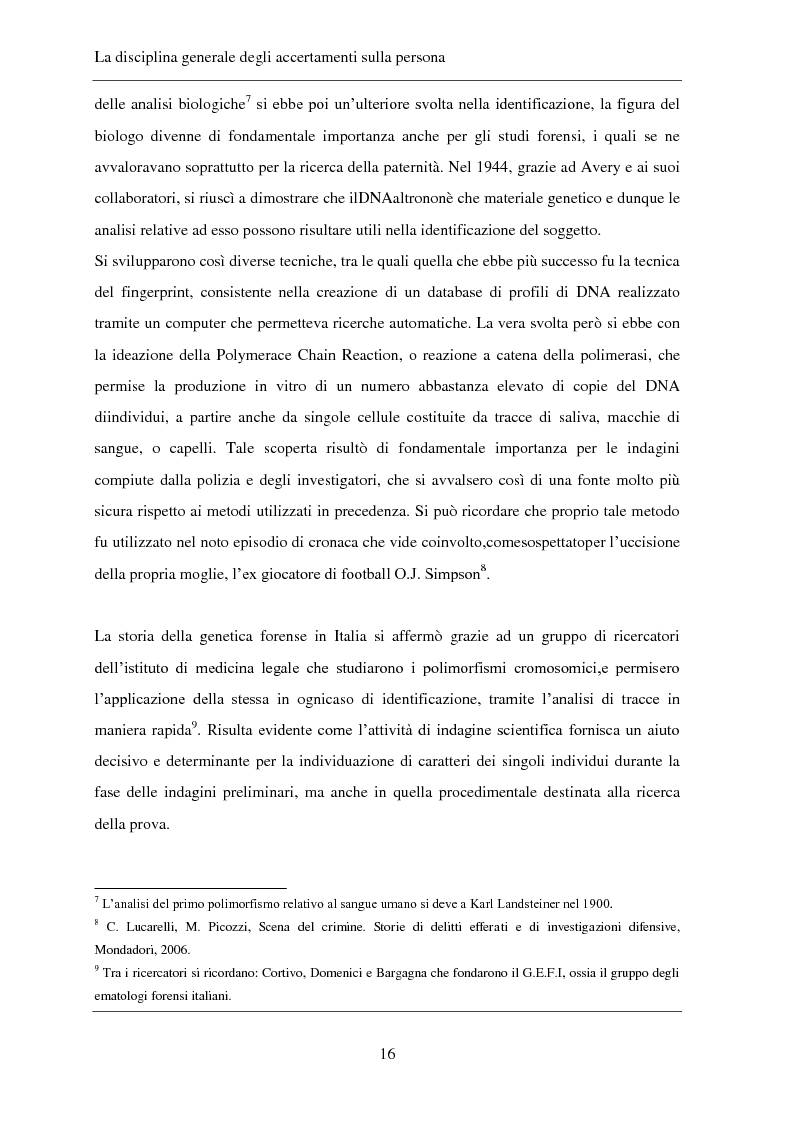 Anteprima della tesi: Gli accertamenti sulla persona nel processo penale, Pagina 7