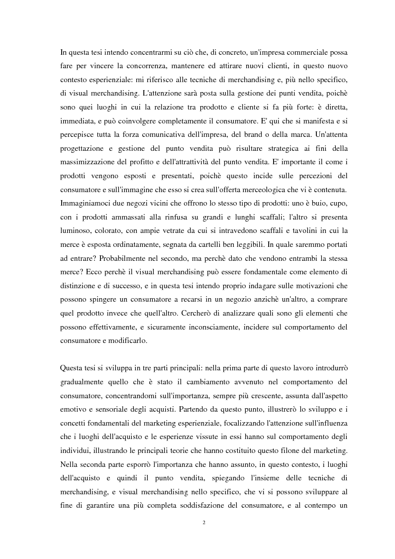 Anteprima della tesi: Nuove strategie di Marketing Esperienziale: il ruolo del Visual Merchandising come fattore d'influenza all'acquisto, Pagina 3