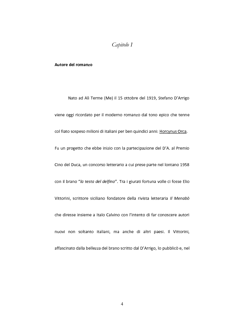 Anteprima della tesi: Sulla Lingua di ''Horcynus Orca'' di Stefano D'Arrigo, Pagina 5