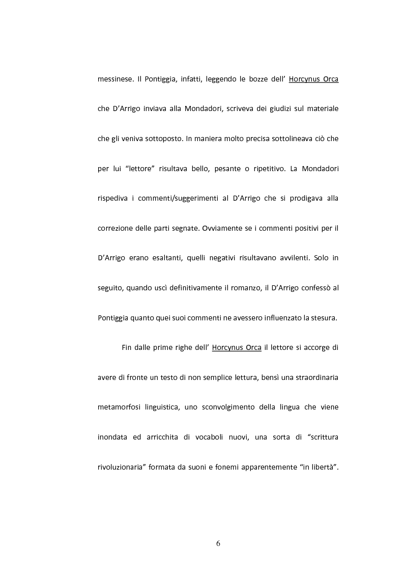 Anteprima della tesi: Sulla Lingua di ''Horcynus Orca'' di Stefano D'Arrigo, Pagina 7