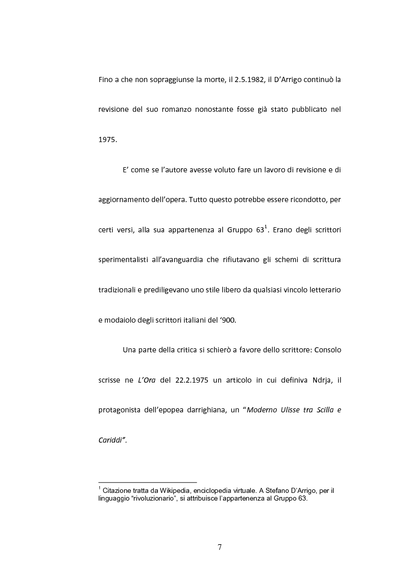 Anteprima della tesi: Sulla Lingua di ''Horcynus Orca'' di Stefano D'Arrigo, Pagina 8