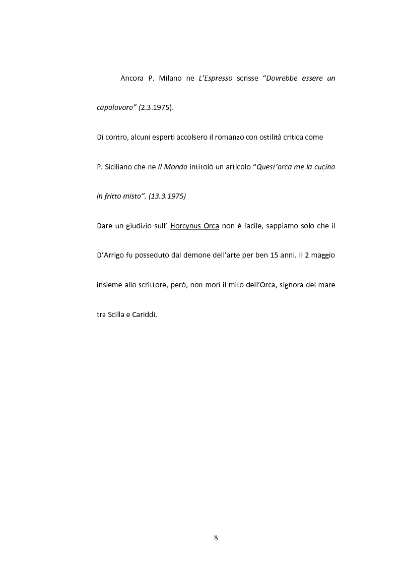 Anteprima della tesi: Sulla Lingua di ''Horcynus Orca'' di Stefano D'Arrigo, Pagina 9