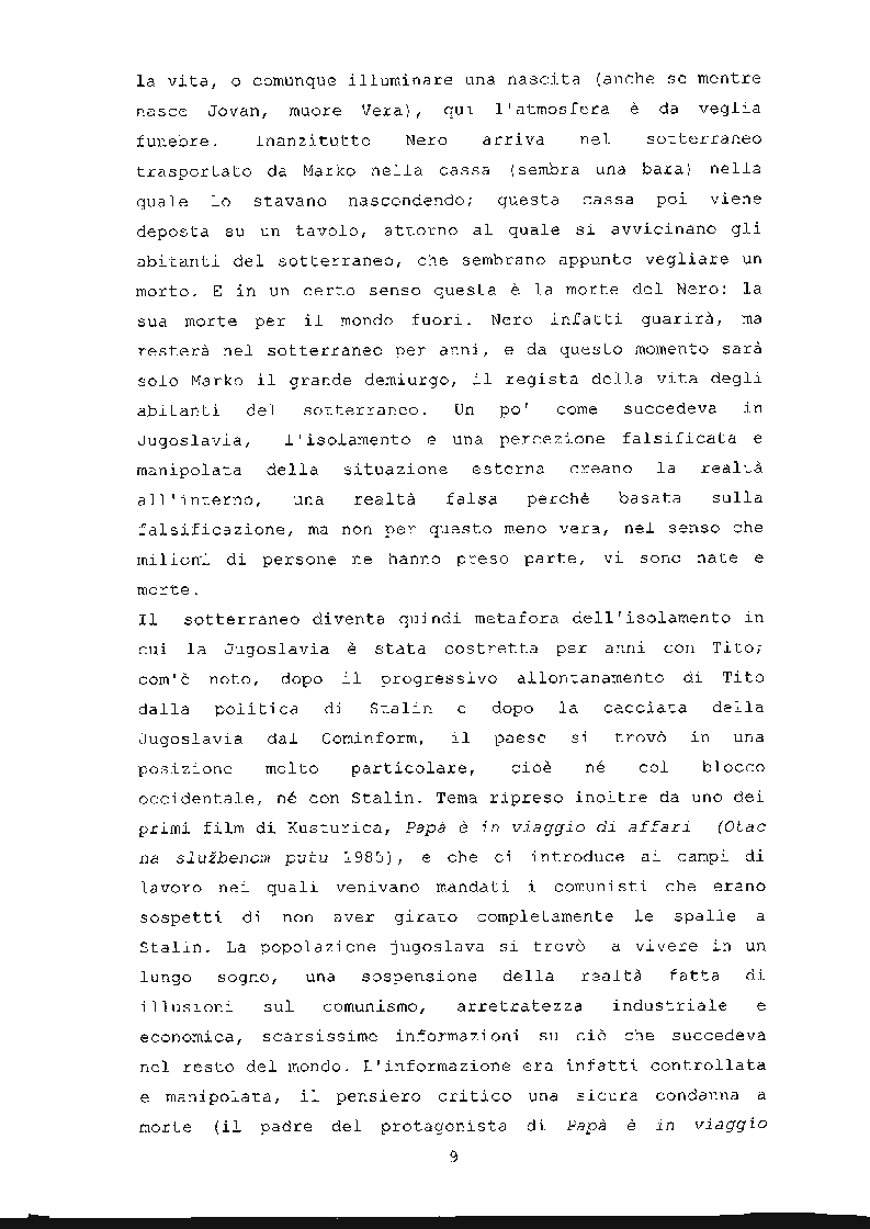 Anteprima della tesi: ''Underground'' di Emir Kusturica: comunicazione e manipolazione, Pagina 10