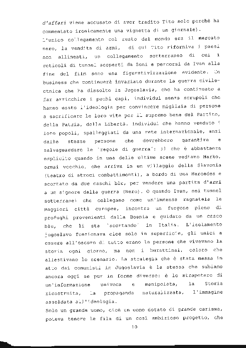 Anteprima della tesi: ''Underground'' di Emir Kusturica: comunicazione e manipolazione, Pagina 11