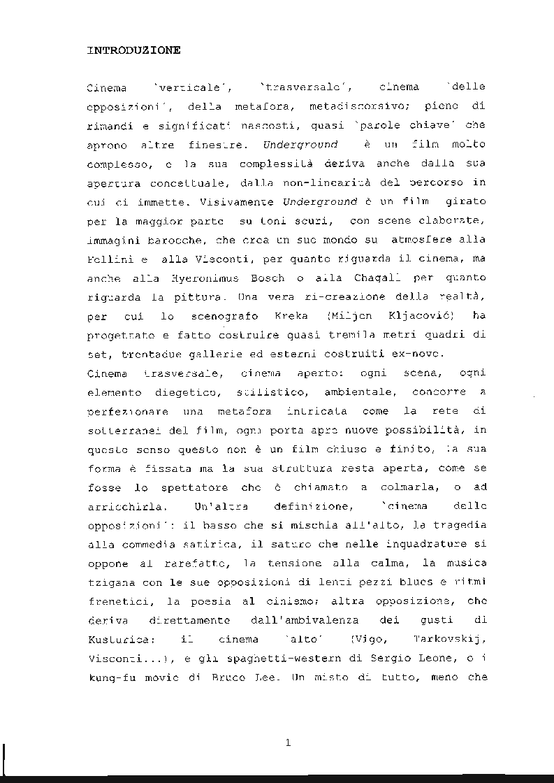Anteprima della tesi: ''Underground'' di Emir Kusturica: comunicazione e manipolazione, Pagina 2