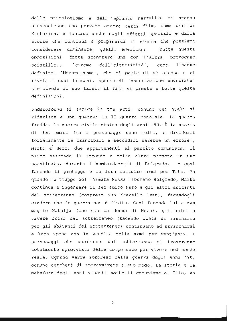 Anteprima della tesi: ''Underground'' di Emir Kusturica: comunicazione e manipolazione, Pagina 3
