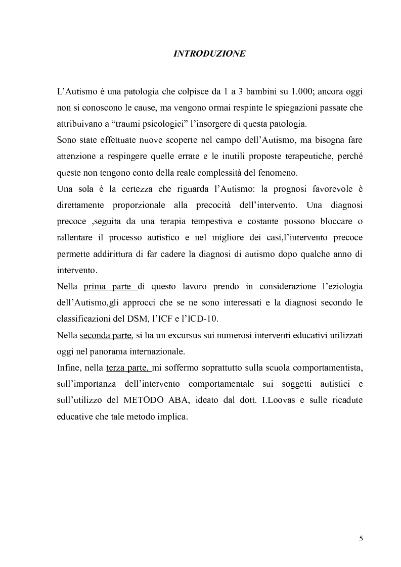 Anteprima della tesi: Innovazioni nel trattamento psicopedagogico dell'autismo: il metodo A.B.A, Pagina 4