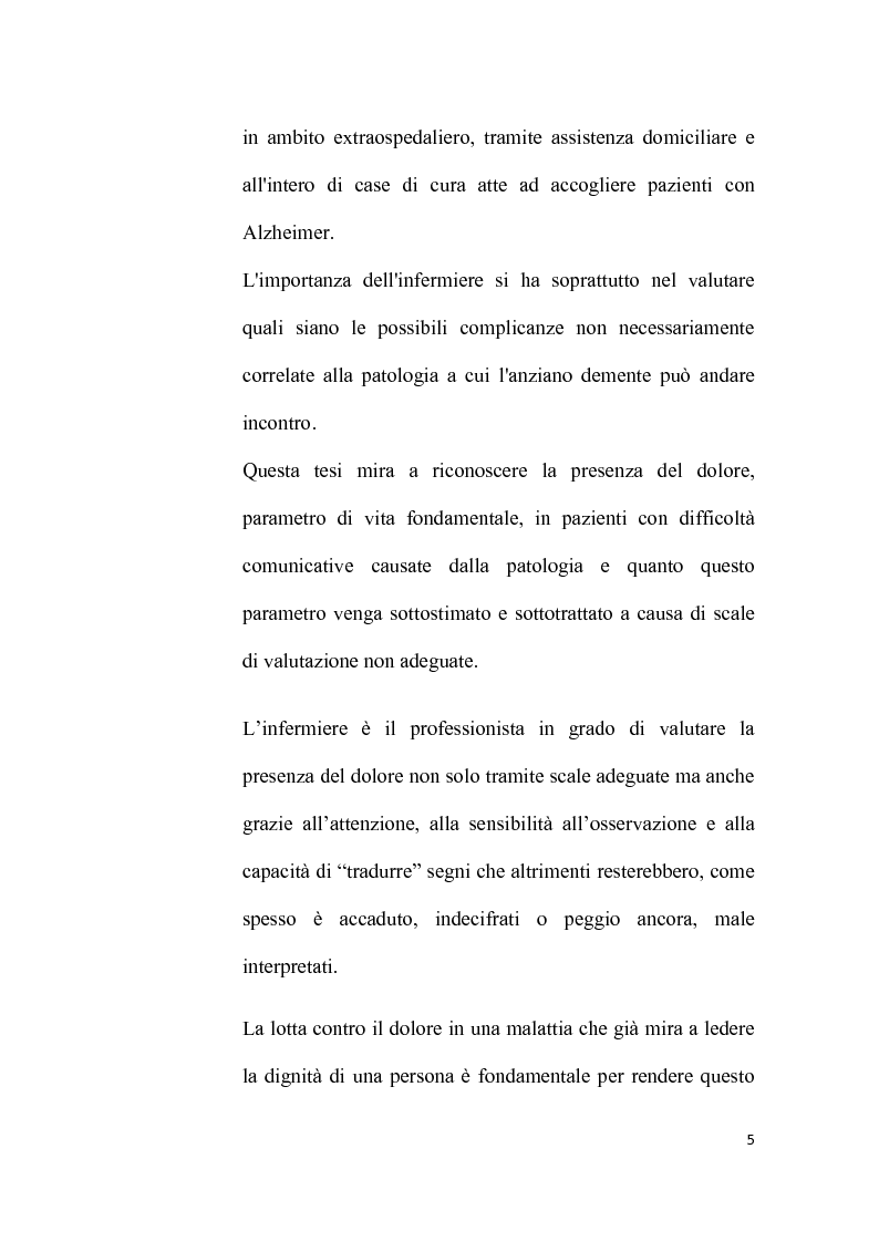 Anteprima della tesi: Assistenza infermieristica alla persona affetta da Alzheimer: l'importanza del trattamento del dolore per dare dignità alla vita, Pagina 3