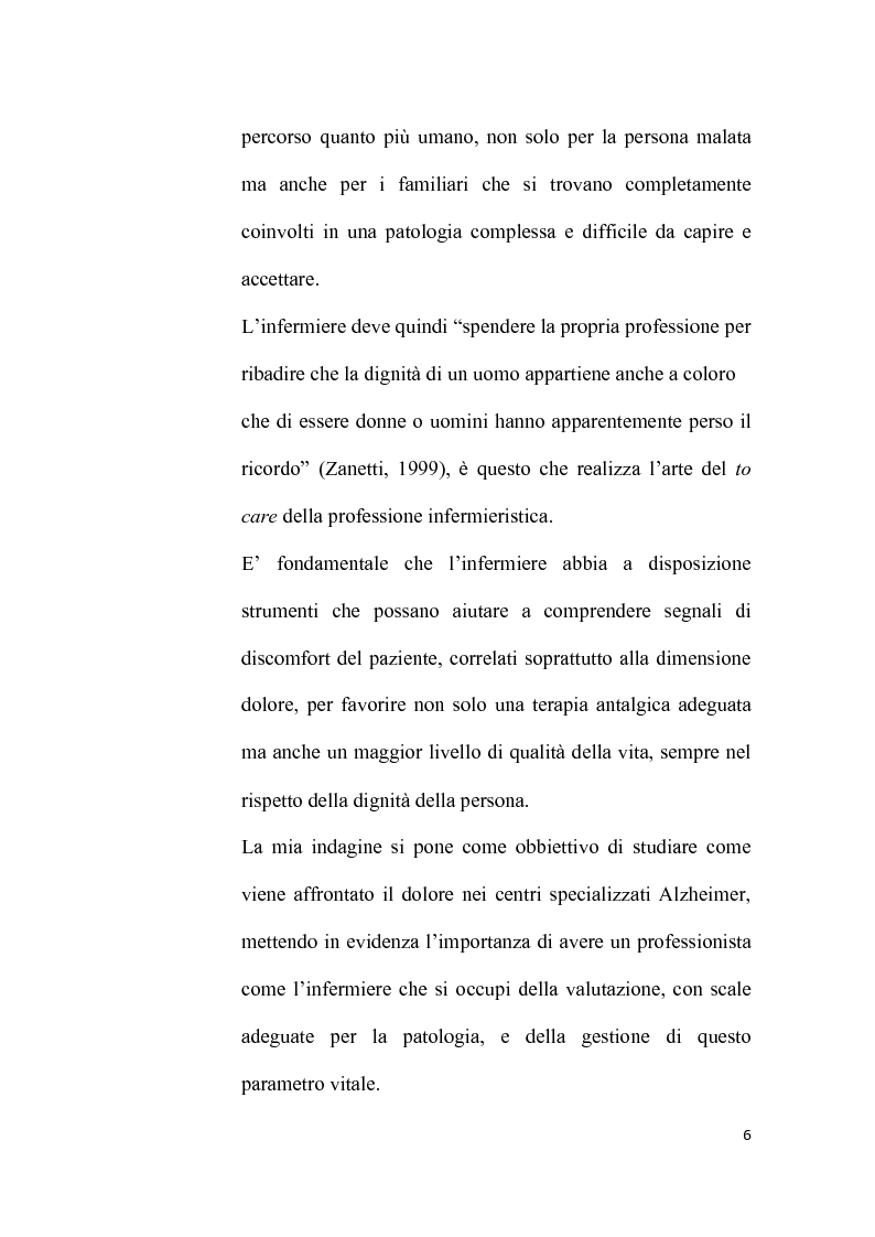 Anteprima della tesi: Assistenza infermieristica alla persona affetta da Alzheimer: l'importanza del trattamento del dolore per dare dignità alla vita, Pagina 4