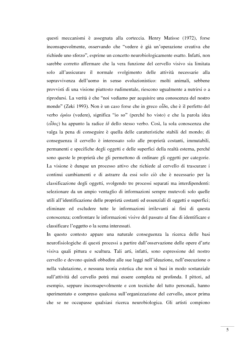 Anteprima della tesi: Il riconoscimento della bellezza. Basi neurofisiologiche del piacere estetico, Pagina 3