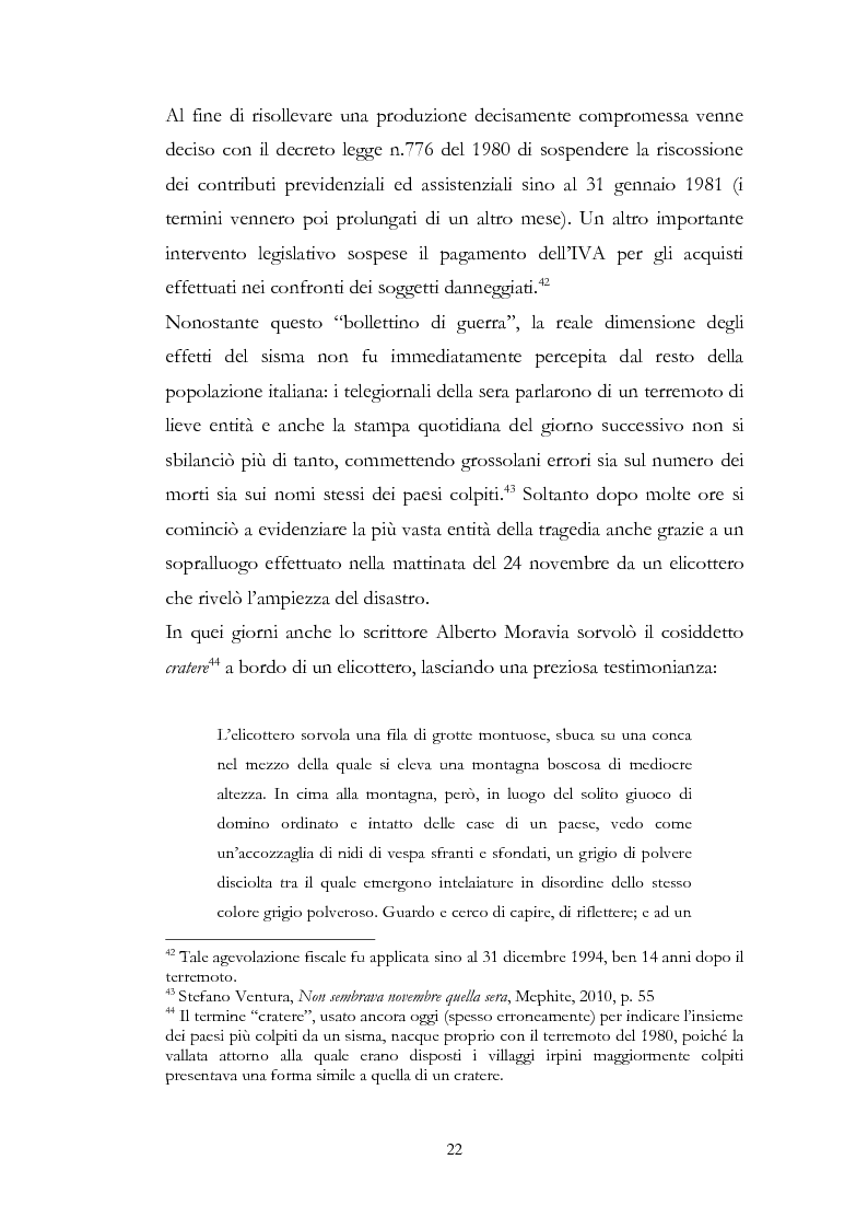 Estratto dalla tesi: Irpinia Anno Zero. Come il terremoto del 1980 ha cambiato l’economia del territorio negli ultimi trent’anni