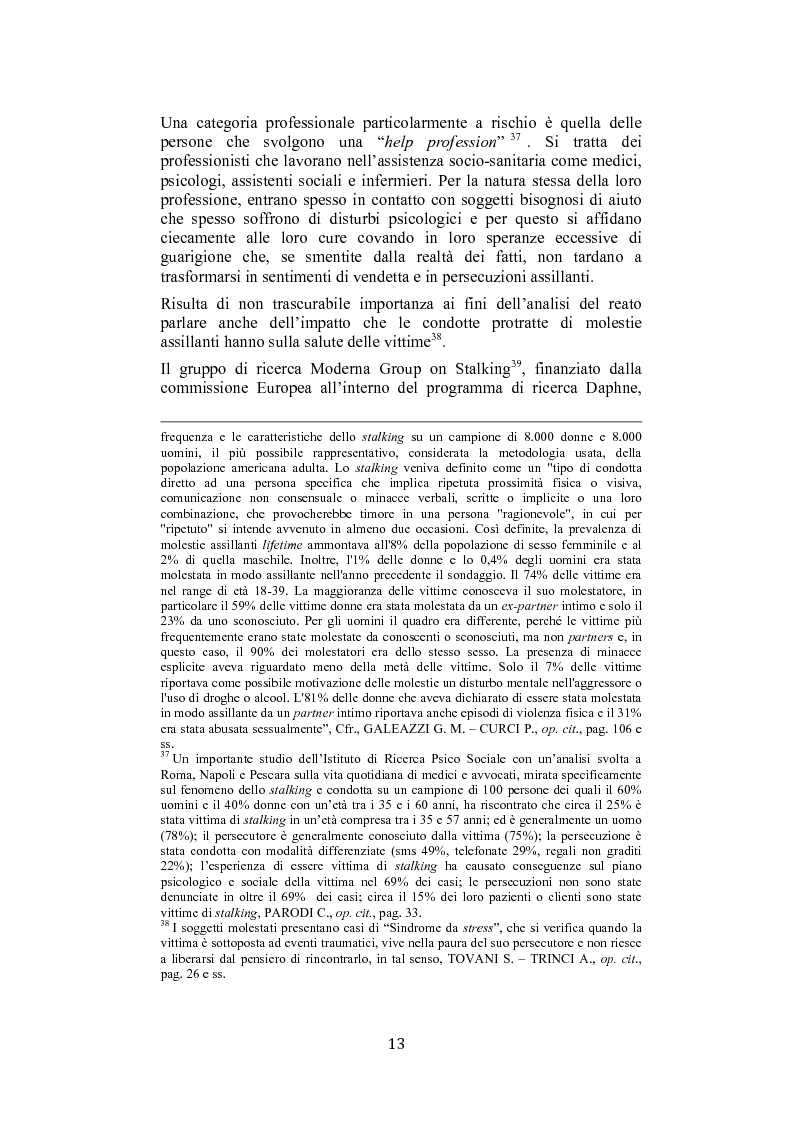 Anteprima della tesi: Stalking: quando le attenzioni diventano persecuzione. La risposta penalistica (art. 612-bis c.p.), Pagina 10