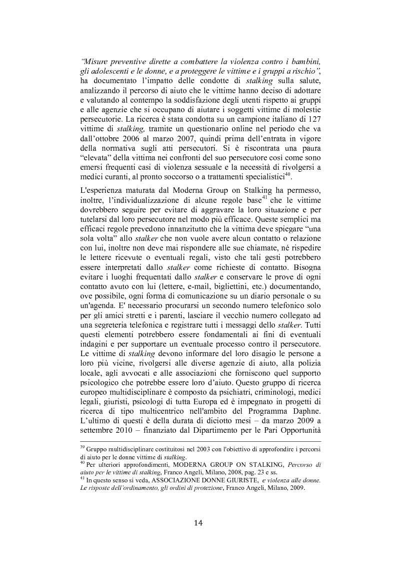 Anteprima della tesi: Stalking: quando le attenzioni diventano persecuzione. La risposta penalistica (art. 612-bis c.p.), Pagina 11