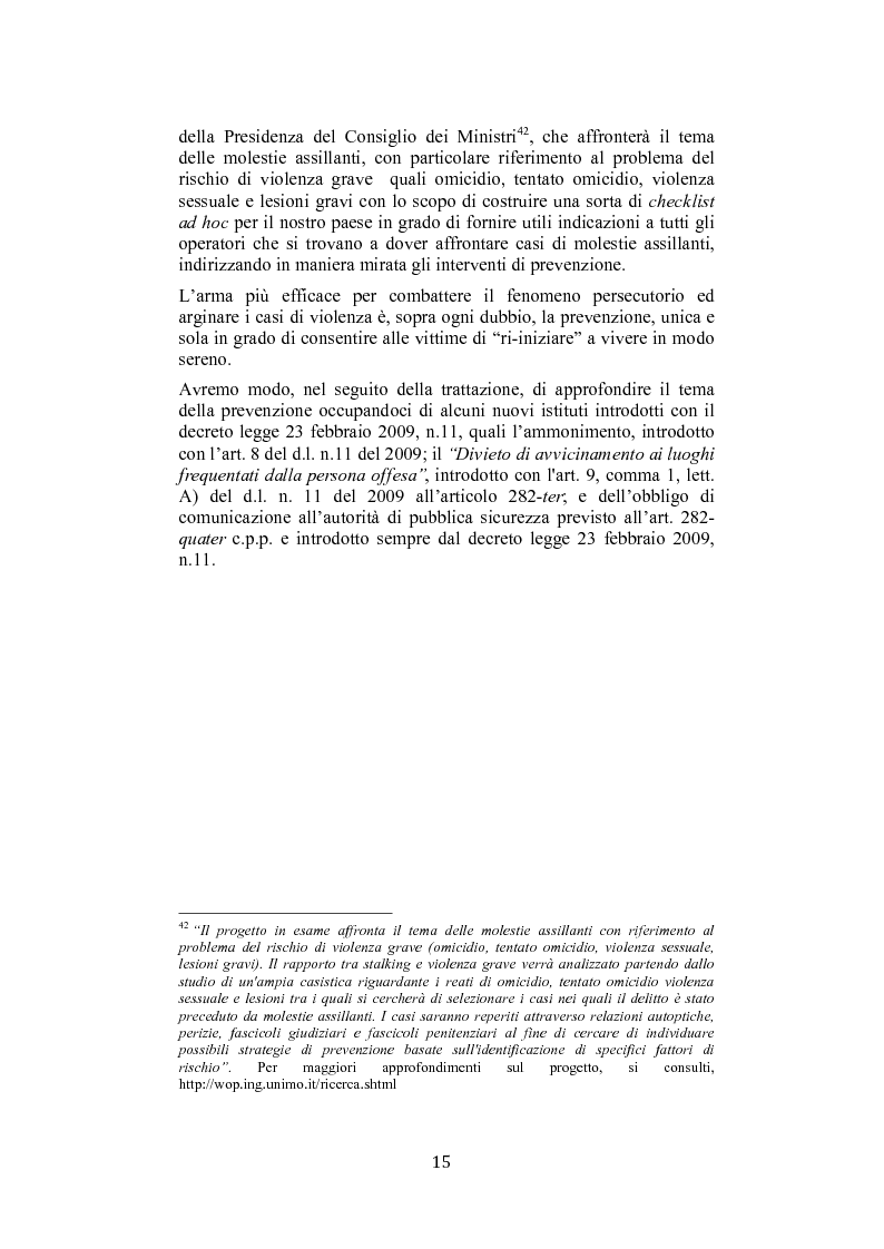 Anteprima della tesi: Stalking: quando le attenzioni diventano persecuzione. La risposta penalistica (art. 612-bis c.p.), Pagina 12