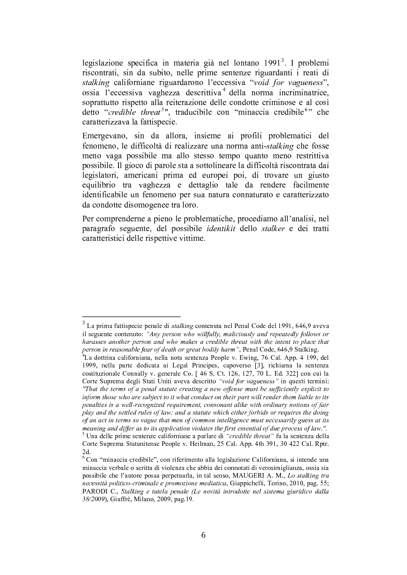 Anteprima della tesi: Stalking: quando le attenzioni diventano persecuzione. La risposta penalistica (art. 612-bis c.p.), Pagina 3