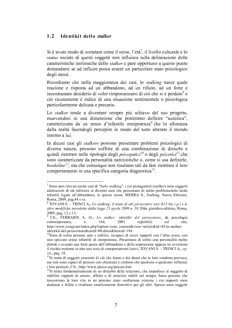 Anteprima della tesi: Stalking: quando le attenzioni diventano persecuzione. La risposta penalistica (art. 612-bis c.p.), Pagina 4