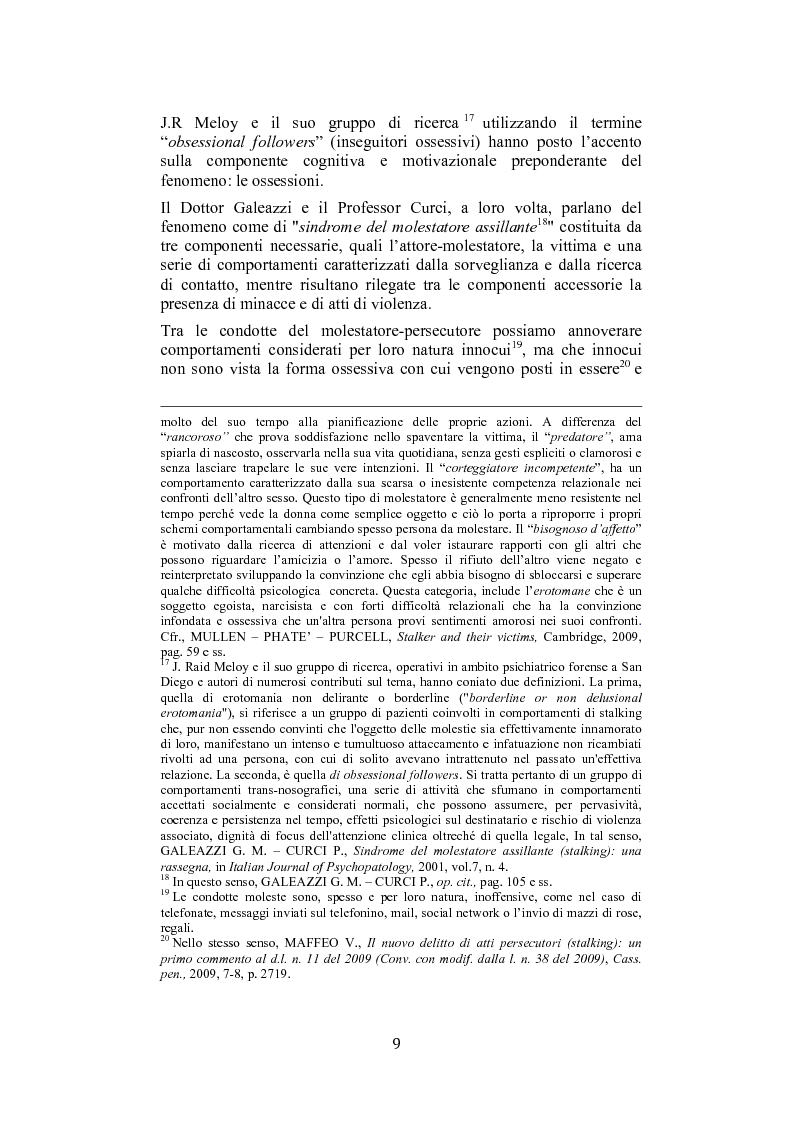 Anteprima della tesi: Stalking: quando le attenzioni diventano persecuzione. La risposta penalistica (art. 612-bis c.p.), Pagina 6