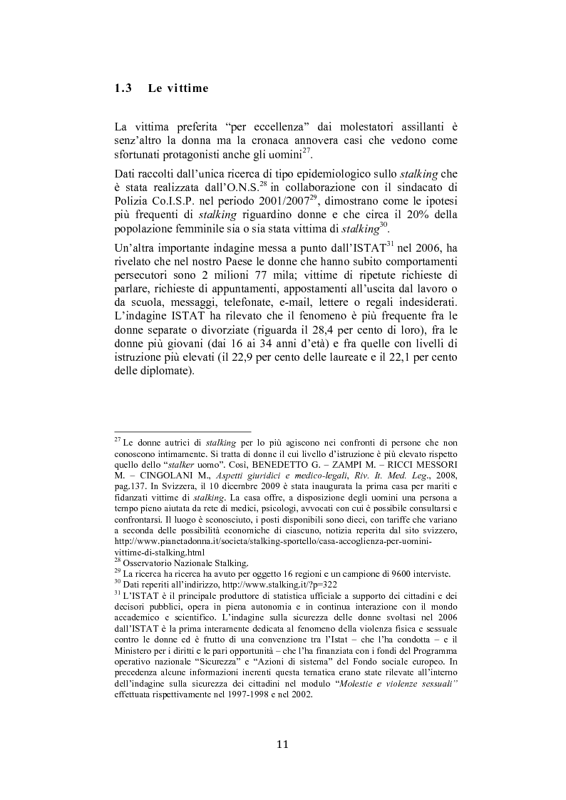 Anteprima della tesi: Stalking: quando le attenzioni diventano persecuzione. La risposta penalistica (art. 612-bis c.p.), Pagina 8