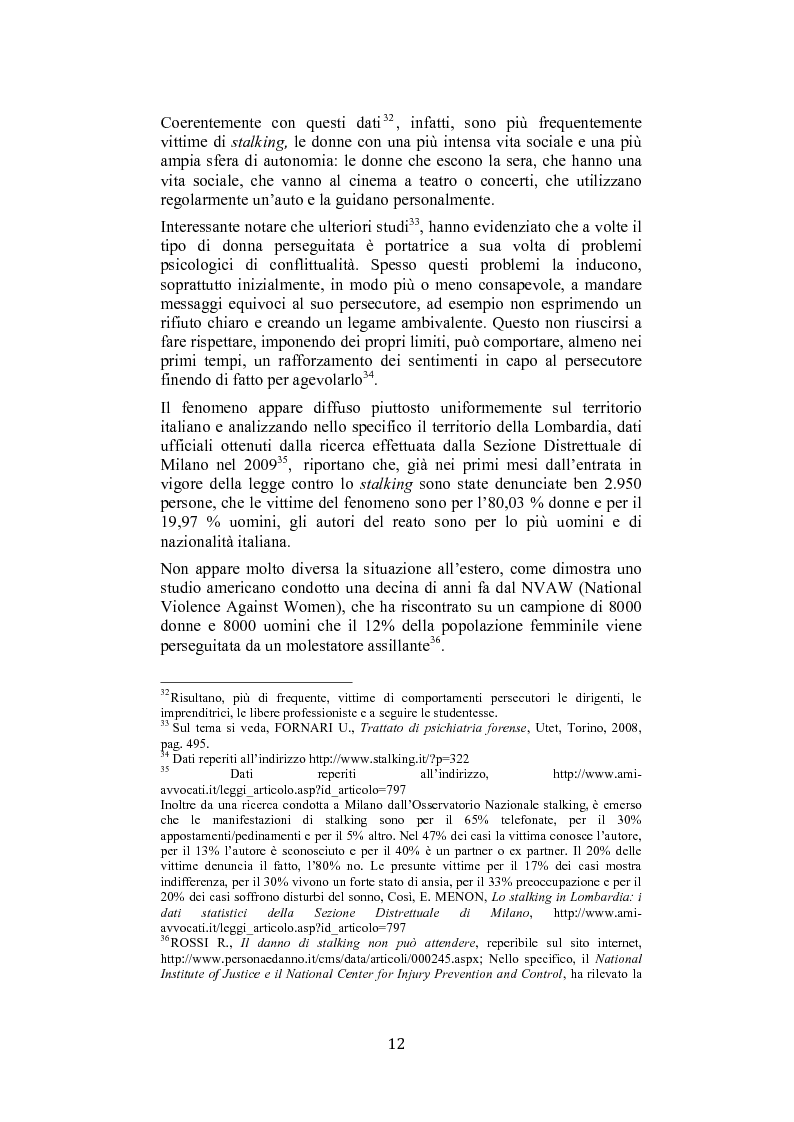 Anteprima della tesi: Stalking: quando le attenzioni diventano persecuzione. La risposta penalistica (art. 612-bis c.p.), Pagina 9