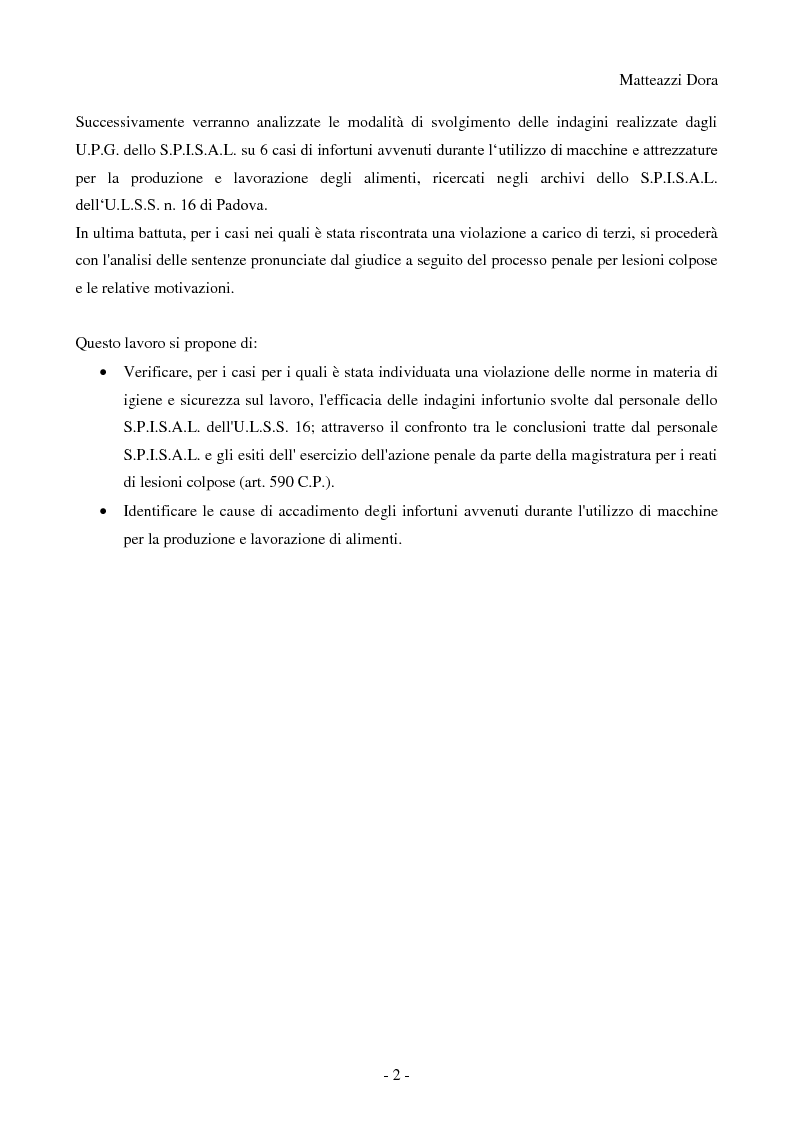 Anteprima della tesi: Esiti analisi e commento degli infortuni sul lavoro accaduti nel territorio di competenza dell'azienda ULSS n°16 di Padova nel comparto alimentare durante l'utilizzo di macchine, Pagina 3