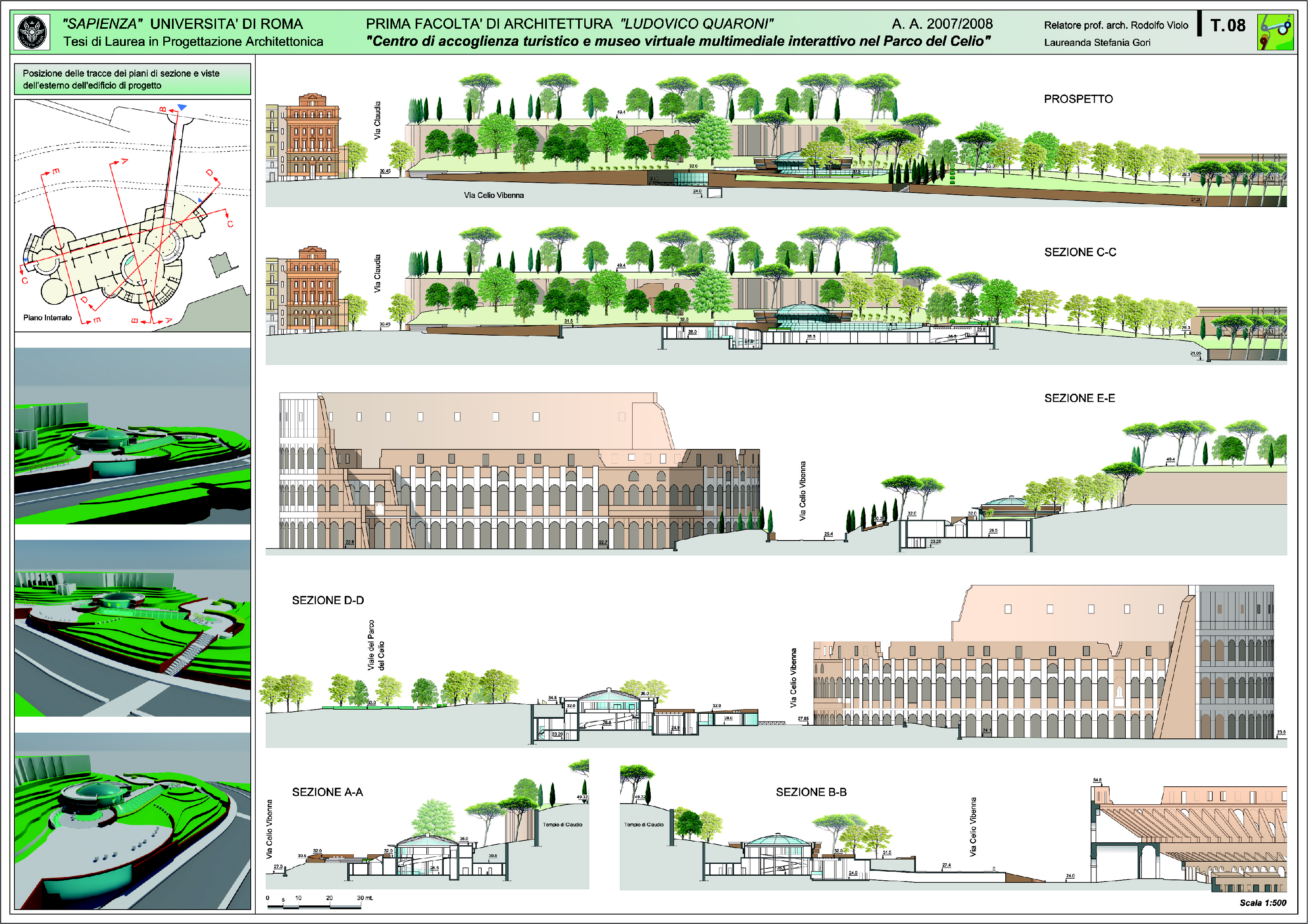 Anteprima della tesi: Progettazione architettonica di un centro di accoglienza turistico e museo virtuale multimediale interattivo nel parco del Celio, Pagina 1