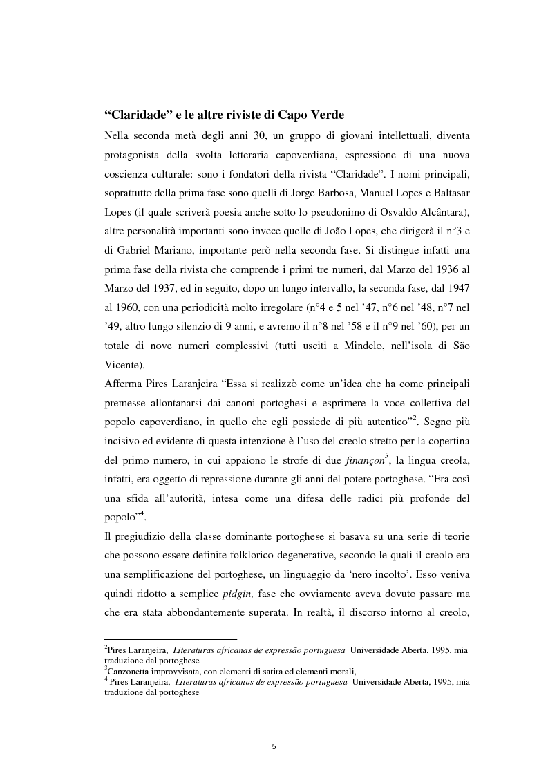 Anteprima della tesi: Un ponte sull'Atlantico: influenza letteraria brasiliana sulla generazione di "Claridade", Pagina 4