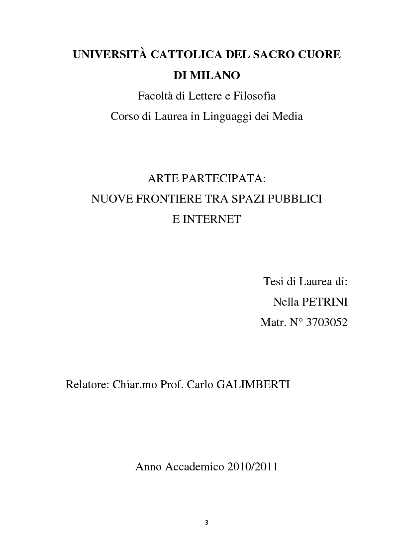 Anteprima della tesi: Arte partecipata: nuove frontiere tra spazi pubblici e Internet, Pagina 1