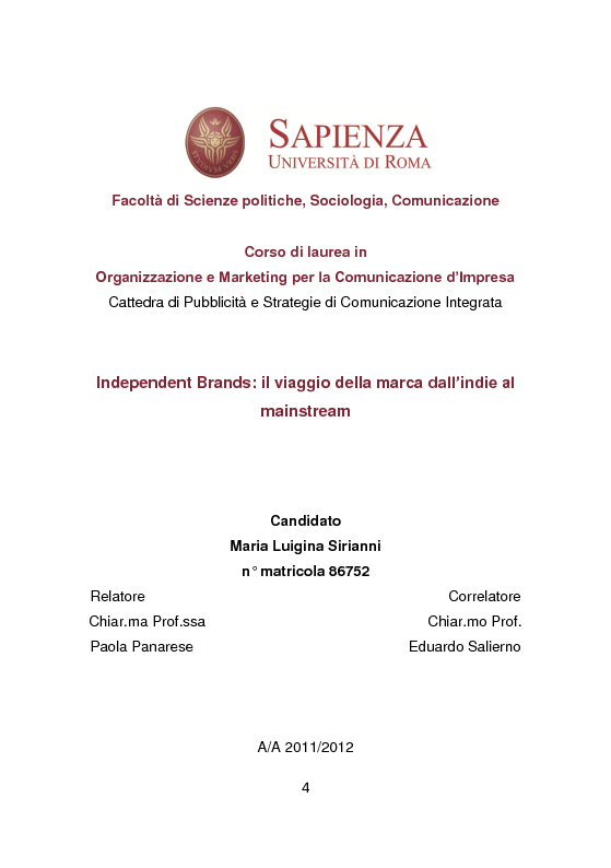Anteprima della tesi: Independent Brands: il viaggio della marca dall'indie al mainstream, Pagina 1