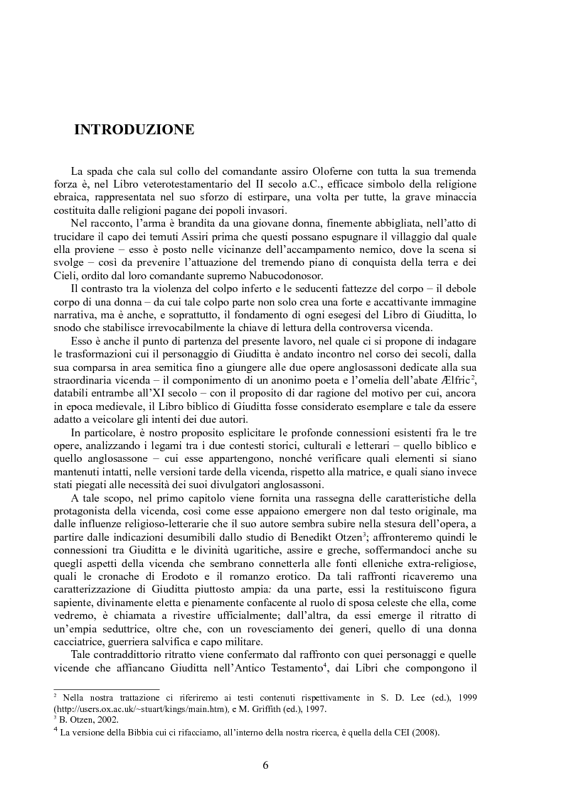 Anteprima della tesi: Rappresentazioni di un’eroina ambigua: Giuditta nella Bibbia e in due componimenti medievali inglesi, Pagina 5