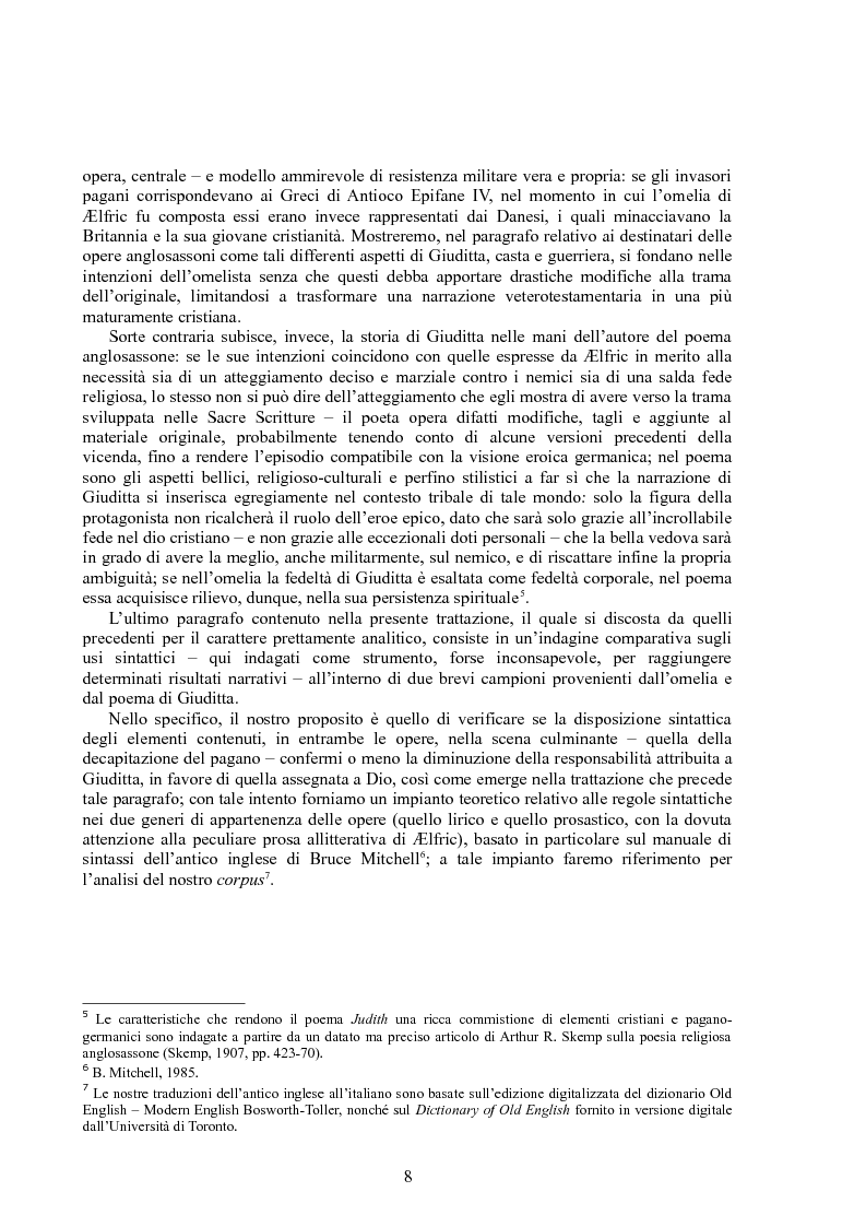 Anteprima della tesi: Rappresentazioni di un’eroina ambigua: Giuditta nella Bibbia e in due componimenti medievali inglesi, Pagina 7