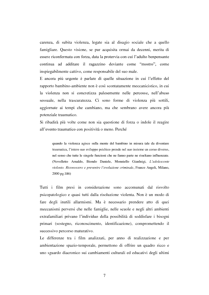 Anteprima della tesi: La colpa innocente. Lo sguardo cinematografico sulle interferenze ambientali nello sviluppo adolescenziale: Loach, Jordan, Bellocchio, Van Sant, Pagina 5